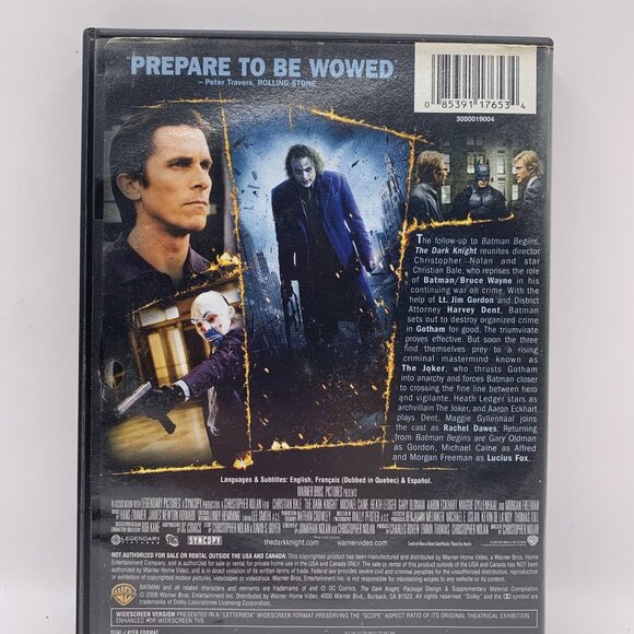 The Dark Knight Widescreen Edition DVD Rated PG-13 Christian Bale Heath Ledger - Picture 2 of 3